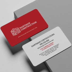RED Bricks WALL Construction Carpenter Contractor Business Card
