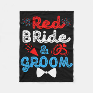 Red Bride And Groom Funny Wedding Marriage Party 4 Fleece Blanket