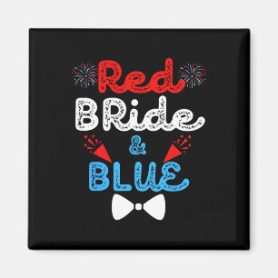 Red Bride And Groom Funny Wedding Marriage Party 4 Magnet
