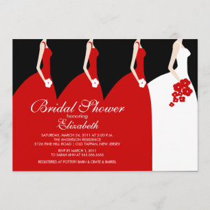 Red Bride Bridesmaids Bridal Shower Invitation
