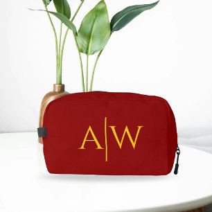 Red Bridesmaid Bag, Custom Initial Cosmetic Pouch