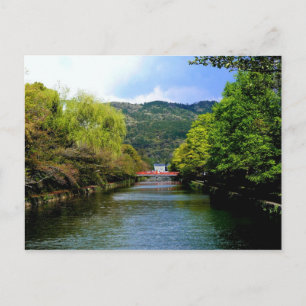 Red bridge over a Kyoto canal Postcard