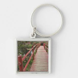 Red bridge over pond, Magnolia Plantation, Key Ring