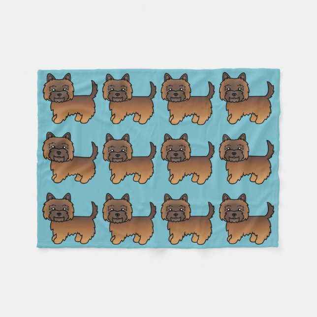 Red Brindle Cairn Terrier Cartoon Dog Design Fleece Blanket (Front (Horizontal))