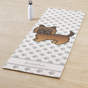 Red Brindle Cairn Terrier Cartoon Dog With Name Yoga Mat