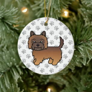 Red Brindle Cairn Terrier Cute Cartoon Dog Ceramic Tree Decoration