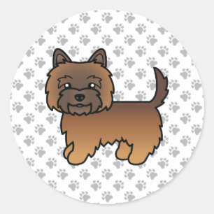 Red Brindle Cairn Terrier Cute Cartoon Dog Classic Round Sticker