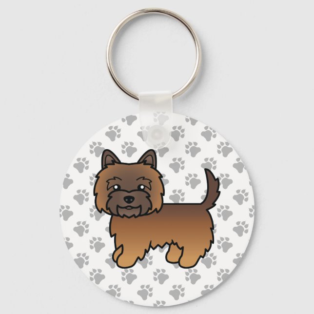 Red Brindle Cairn Terrier Cute Cartoon Dog Key Ring (Front)