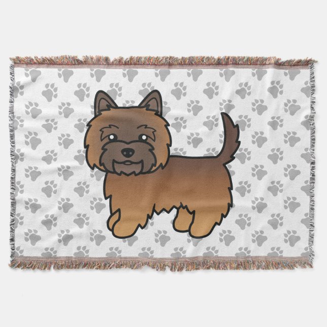 Red Brindle Cairn Terrier Cute Cartoon Dog Throw Blanket (Front)