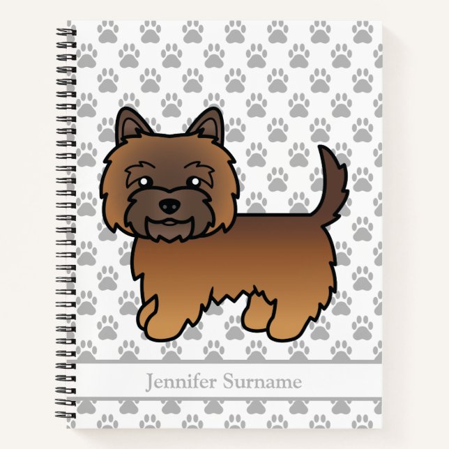 Red Brindle Cairn Terrier Cute Dog & Custom Text Notebook (Front)
