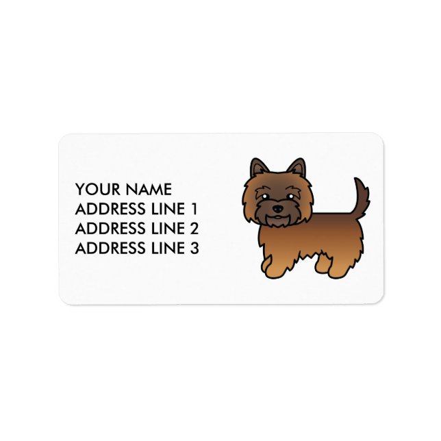 Red Brindle Cairn Terrier Dog And Custom Text Label (Front)