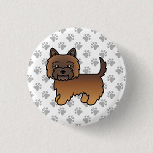 Red Brindle Cairn Terrier Dog Illustration Paws 3 Cm Round Badge