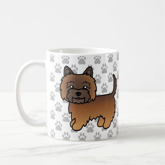 Red Brindle Cairn Terrier Dog Illustration & Paws Coffee Mug (Left)