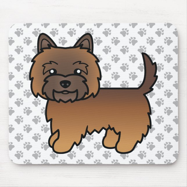 Red Brindle Cairn Terrier Dog Illustration & Paws Mouse Pad (Front)