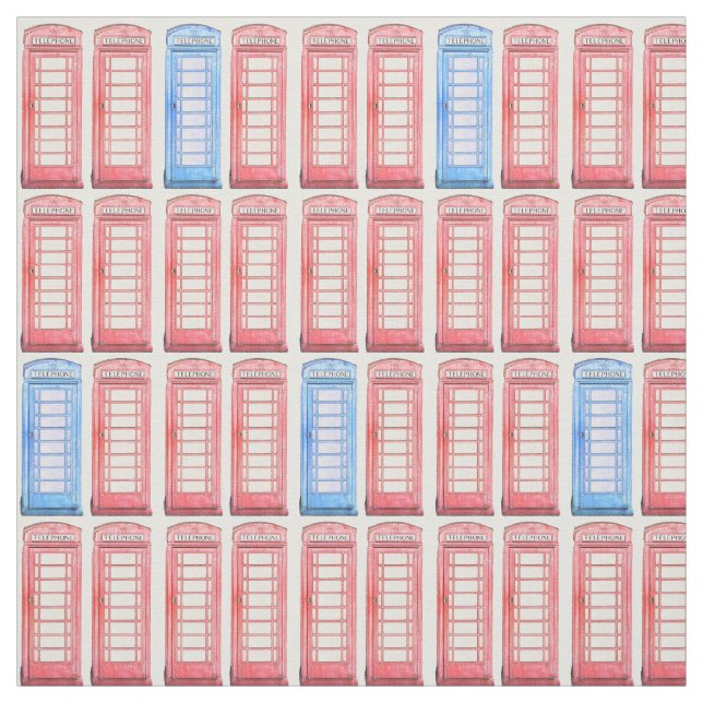 REd british phones Fabric (Swatch)