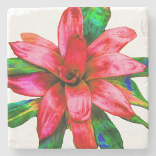 Red Bromeliad Coaster Marble