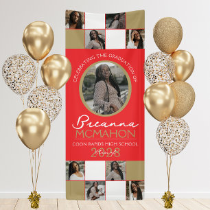 Red & Bronze Gold Photo Collage Graduation Vinyl Banner