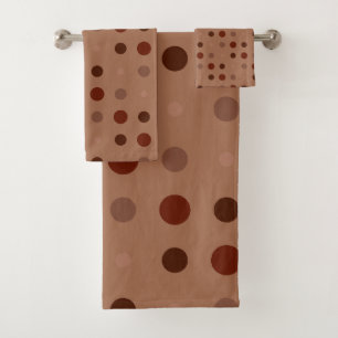 Red, brown and Rust dots Bath Towel Set
