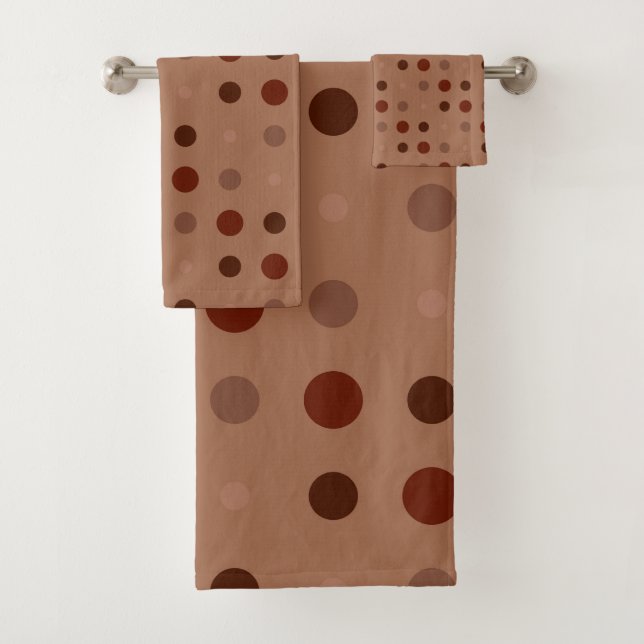 Red, brown and Rust dots Bath Towel Set (Insitu)