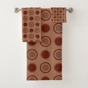 Red, brown and Rust dots Bath Towel Set