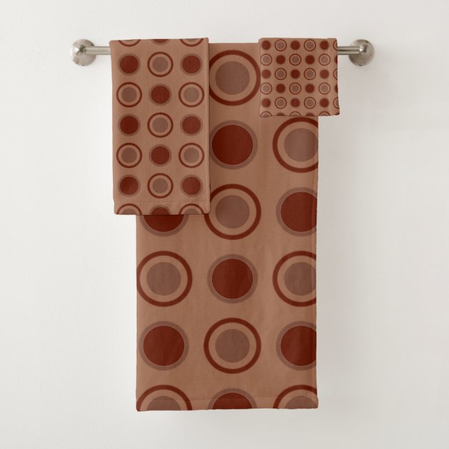 Red, brown and Rust dots Bath Towel Set (Insitu)