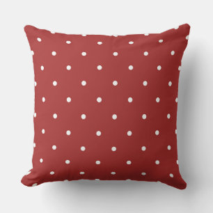 RED brown and white dots Cushion