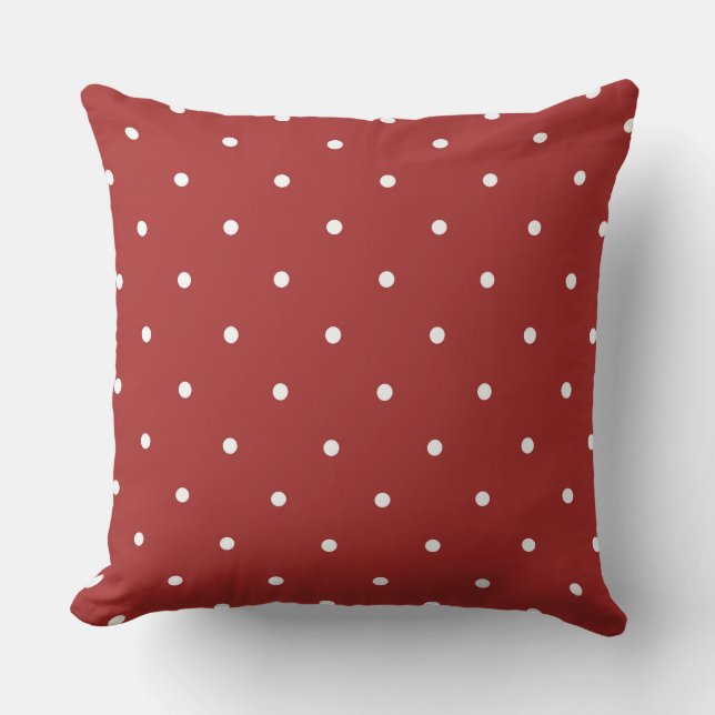 RED brown and white dots Cushion (Front)