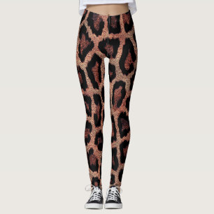 Red Brown Black Leopard Animal Print Leggings