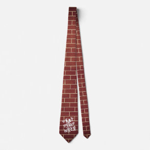 Red Brown Brick Wall Neck Tie - Custom Text