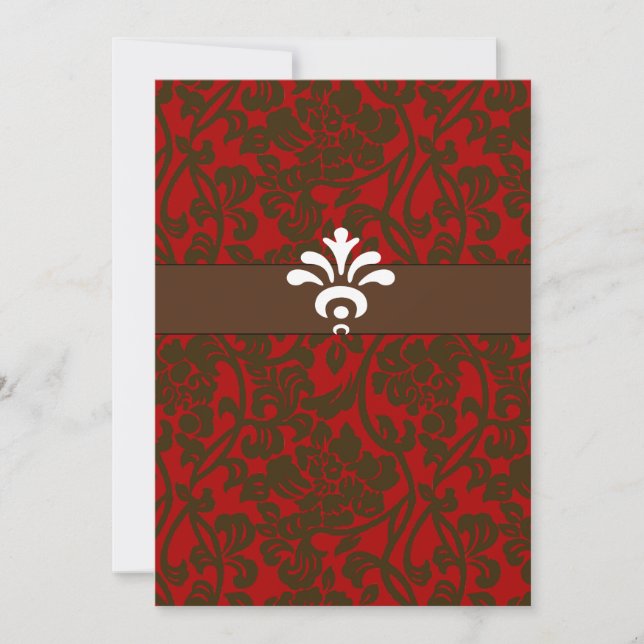 Red & Brown Brocade Bridal Shower Invitation (Front)
