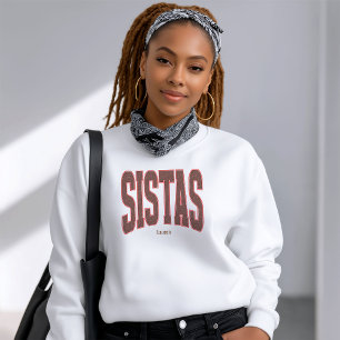Red + Brown Faux Glitter Varsity SISTAS Sweatshirt