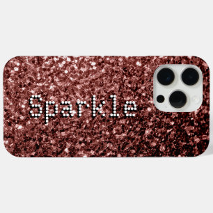 Red brown faux glitters sparkles Your text iPhone 15 Pro Max Case