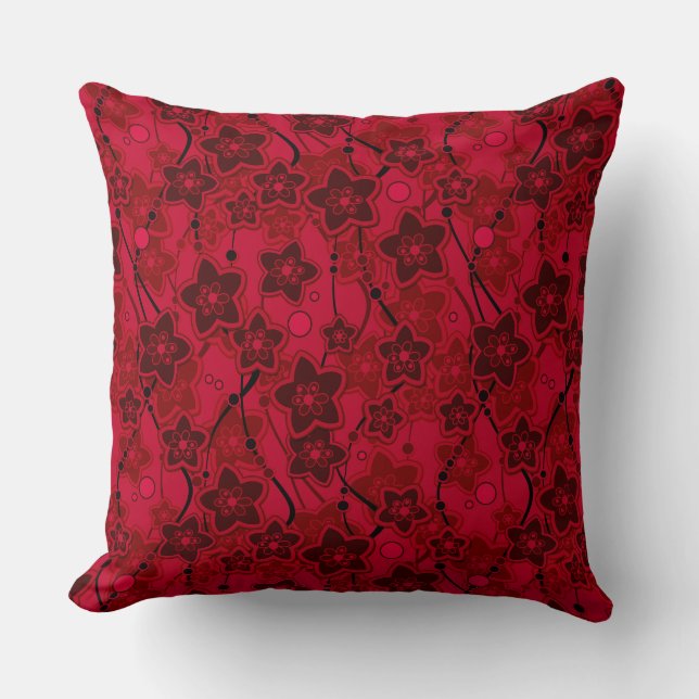red brown floral rustic fashion pattern retro cushion (Front)