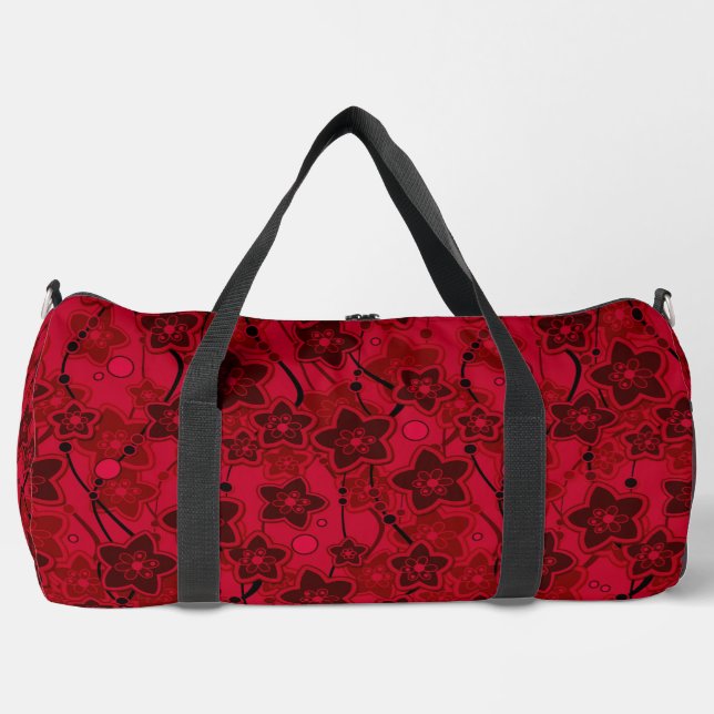 red brown floral rustic fashion pattern retro duffle bag (Front)