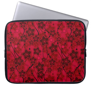 red brown floral rustic fashion pattern retro laptop sleeve