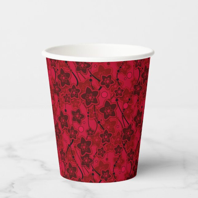 red brown floral rustic fashion pattern retro paper cups (Front)