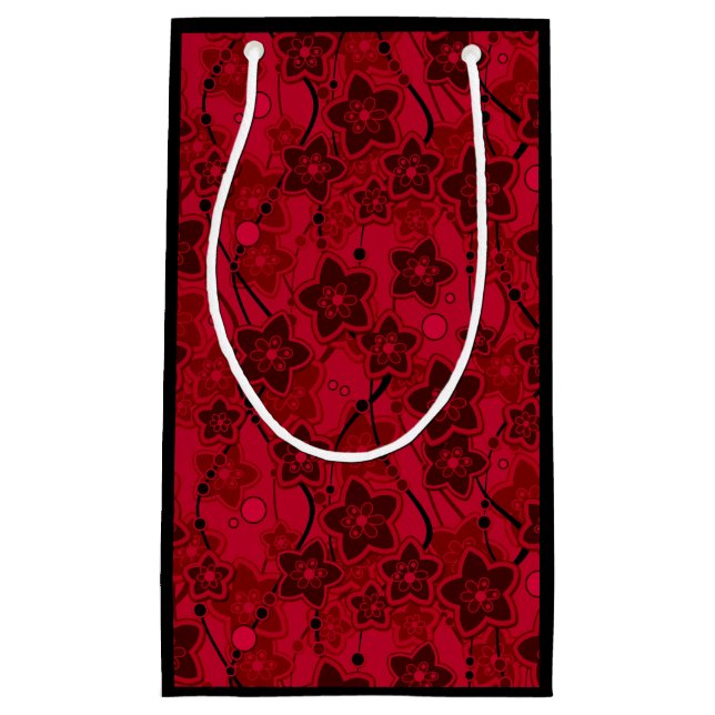 red brown floral rustic fashion pattern retro small gift bag (Front)