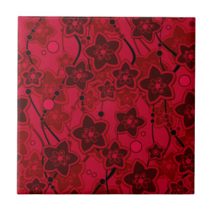 red brown floral rustic fashion pattern retro tile