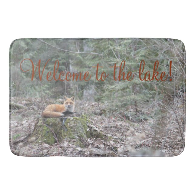 Red Brown Fox Photograph Bath Mat (Front)