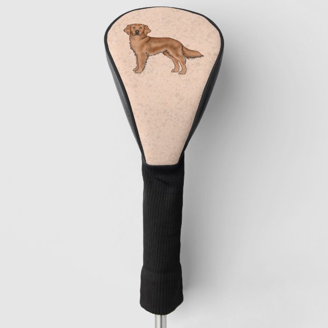 Red Brown Golden Retriever Cute Cartoon Dog Golf Head Cover (Front)