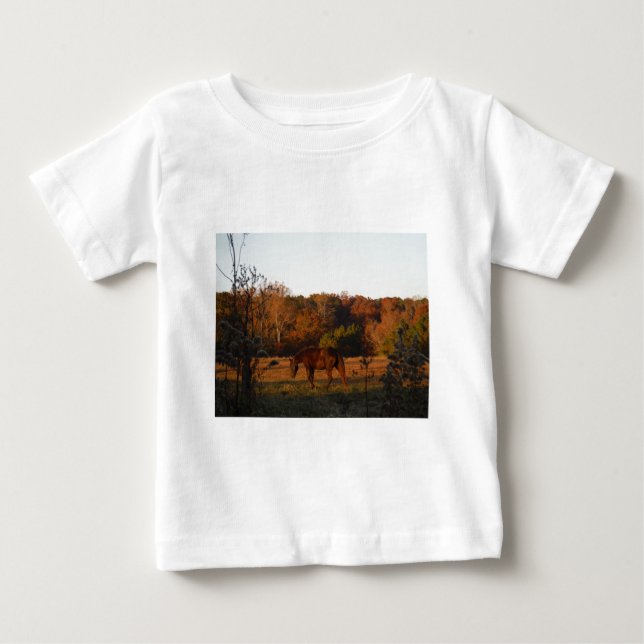 Red  Brown horse, autumn woods. Baby T-Shirt (Front)