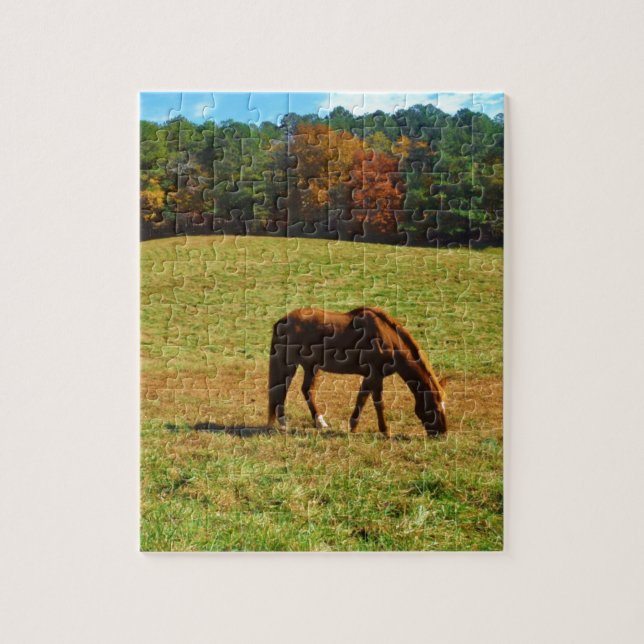 Red Brown horse in the  autumn trees Jigsaw Puzzle (Vertical)