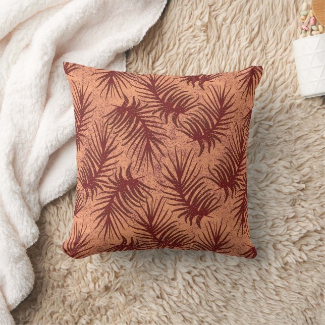 Red-brown leaves on a mottled background. cushion (Blanket)