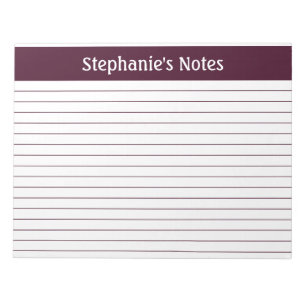 Red Brown Lined 11 x 8.5 Landscape Personalized Notepad
