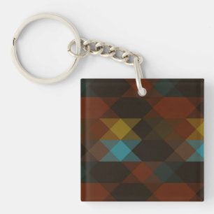 red brown olive yellow and turquoise key ring