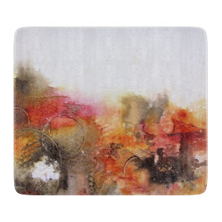 Red Brown Orange White Modern Abstract Art Cutting Board