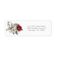 Red Brown Roses Watercolor Elegant Wedding