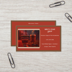Red Brown Smoke Cigar Shop Business Card