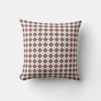 Red Brown Terracotta and White Chequered Argyle Cushion