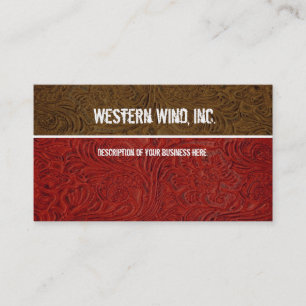 Red, Brown Tooled Leather Business Card